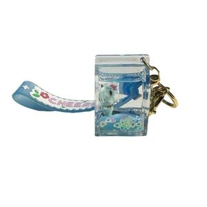 Clear House Keychain with Floating Kitty & Sparkly Hearts